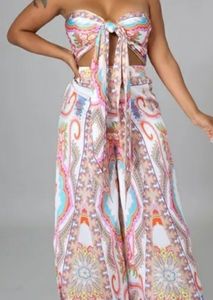 Women's 2 Piece Silky Top /Wide Leg  Pants Set (M)(L)